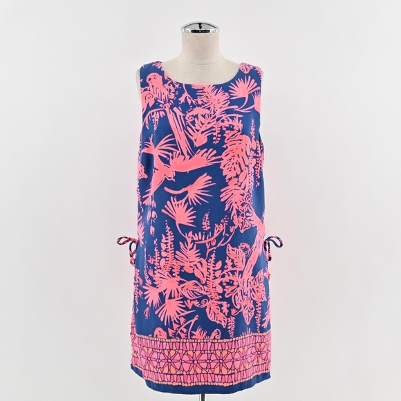 Lilly Pulitzer Pants - Lilly Pulitzer Donna Romper Sz 10 Indigo Night Caw Blue Pink Sleeveless Playsuit